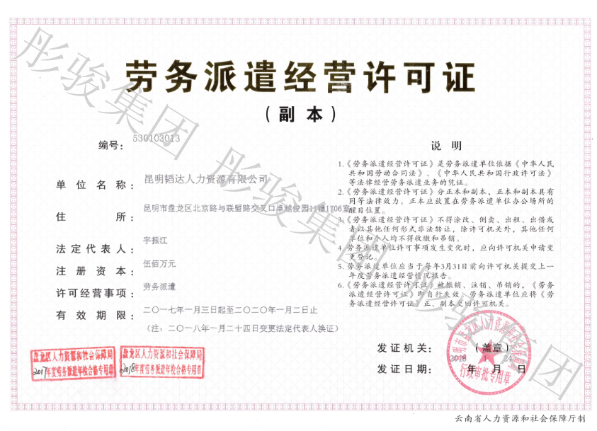 劳务派遣经营许可证